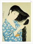 A Half-Length Portrait of a Beauty Combing Her Hair by Goyo