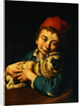A Boy Holding a Pug by Giacomo Antonio Ceruti