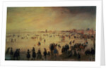Different Kinds of People on Frozen Floodwaters by Hendrick Avercamp