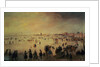 Different Kinds of People on Frozen Floodwaters by Hendrick Avercamp