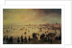 Different Kinds of People on Frozen Floodwaters by Hendrick Avercamp