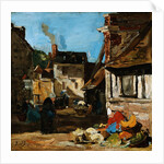 Honfleur, the Place of the March of Saint Catherine by Eugene Louis Boudin