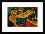 Two Nudes on a Blue Sofa by Ernst Ludwig Kirchner