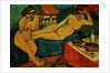 Two Nudes on a Blue Sofa by Ernst Ludwig Kirchner