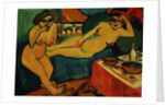 Two Nudes on a Blue Sofa by Ernst Ludwig Kirchner