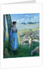 Shepherdess and Sheep by Camille Pissarro