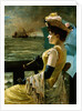 A Lady with a Parasol Looking Out to Sea by Alfred Stevens