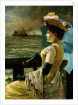 A Lady with a Parasol Looking Out to Sea by Alfred Stevens