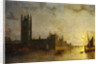 Westminster Abbey, the Houses of Parliament with the Construction of Westminster Bridge by Henry Pether