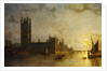Westminster Abbey, the Houses of Parliament with the Construction of Westminster Bridge by Henry Pether