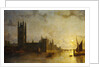Westminster Abbey, the Houses of Parliament with the Construction of Westminster Bridge by Henry Pether