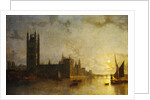 Westminster Abbey, the Houses of Parliament with the Construction of Westminster Bridge by Henry Pether