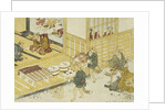 Print Depicting Figures Bringing Food by Minko and His Circle
