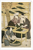Print Depicting Women Cutting Mulberry Leaves from Silkworm Culture by Women by Utamaro