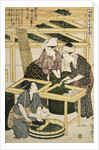 Print Depicting Women Cutting Mulberry Leaves from Silkworm Culture by Women by Utamaro