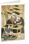 Print Depicting Women Cutting Mulberry Leaves from Silkworm Culture by Women by Utamaro