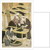 Print Depicting Women Cutting Mulberry Leaves from Silkworm Culture by Women by Utamaro