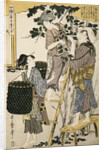 Print Depicting Women Picking Mulberry Leaves from Silkworm Culture by Women by Utamaro