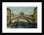 The Rialto Bridge, Venice, from the North by School of Luca Carlevariis