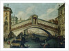 The Rialto Bridge, Venice, from the North by School of Luca Carlevariis