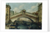 The Rialto Bridge, Venice, from the North by School of Luca Carlevariis