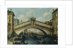 The Rialto Bridge, Venice, from the North by School of Luca Carlevariis