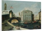 The Rialto Bridge, Venice, from the Southwest by School of Luca Carlevariis