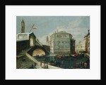 The Rialto Bridge, Venice, from the Southwest by School of Luca Carlevariis