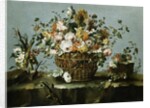 Flowers in a Basket and Flowers, a Sprig of Cherries Attributed to Francesco Guardi by Anonymous