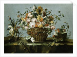 Flowers in a Basket and Flowers, a Sprig of Cherries Attributed to Francesco Guardi by Anonymous