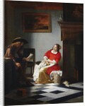 A Gentleman Reading a Letter to His Wife (?) in an Interior by Pieter de Hooch