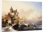 Figures Crossing a Bridge by Frederick Marianus Kruseman