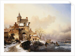 Figures Crossing a Bridge by Frederick Marianus Kruseman