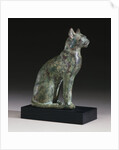 Egyptian Bronze Statue of a Cat by Anonymous