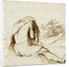 Ink Drawing of a Male Bather by Guercino