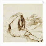 Ink Drawing of a Male Bather by Guercino