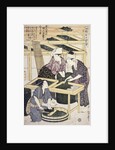 Silkworm Culture by Women Featuring Two Women Transferring Silkworm Eggs by Hitsu Utamaro