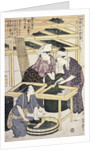 Silkworm Culture by Women Featuring Two Women Transferring Silkworm Eggs by Hitsu Utamaro