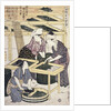 Silkworm Culture by Women Featuring Two Women Transferring Silkworm Eggs by Hitsu Utamaro