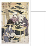 Silkworm Culture by Women Featuring Two Women Transferring Silkworm Eggs by Hitsu Utamaro