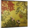 Japanese Screen with Trees and Flowering Plants by Anonymous