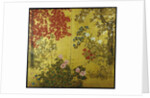Japanese Screen with Trees and Flowering Plants by Anonymous