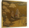 Lacquer Namban Suzuribako Decorated in Gold, Silver, Red and Black, with Cover Design Depicting Two Portuguese in Typical Costume and an Attendant by Anonymous