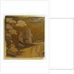 Lacquer Namban Suzuribako Decorated in Gold, Silver, Red and Black, with Cover Design Depicting Two Portuguese in Typical Costume and an Attendant by Anonymous