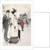 Book Illustration Showing a Street Scene with a Couple Waiting for a Trolley by Theophile Alexandre Steinlen