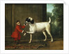 A Monkey Wearing a Crimson Livery Dancing with a Poodle on the Terrace of a Country House by John Wootton