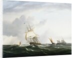 Painting of a Frigate, a Paddlesteamer, and a Dutch Smallcraft in the Downs by Henry Moses