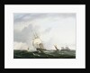 Painting of a Frigate, a Paddlesteamer, and a Dutch Smallcraft in the Downs by Henry Moses