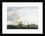 Painting of a Frigate, a Paddlesteamer, and a Dutch Smallcraft in the Downs by Henry Moses