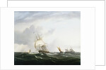 Painting of a Frigate, a Paddlesteamer, and a Dutch Smallcraft in the Downs by Henry Moses